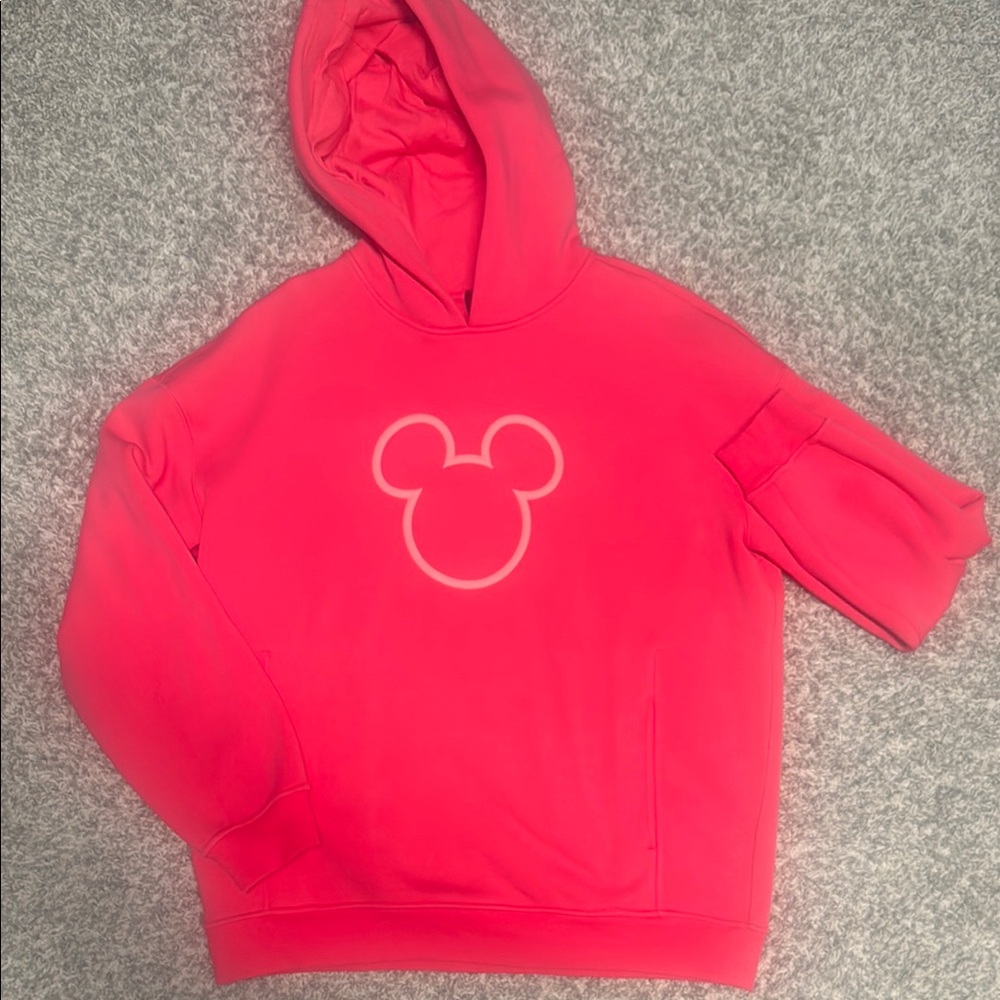 Lululemon Red Hoodie Sweatshirt Mickey Mouse Design